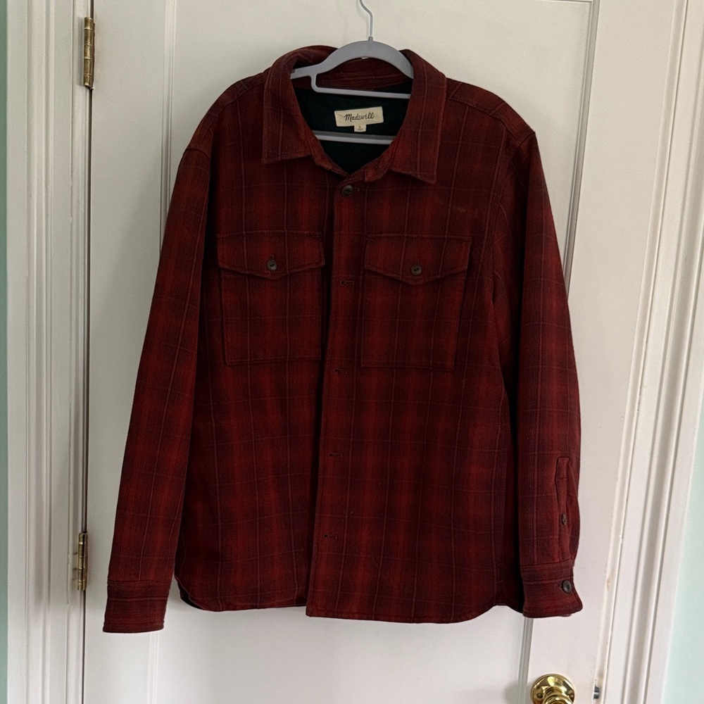 Madewell Red Plaid Trench Coat
